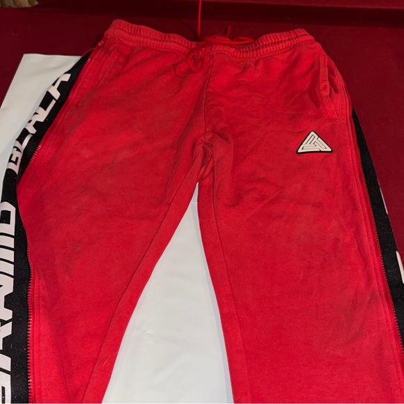 Black Pyramid RED Baggy Sweatpants Black Side Spellout ZIP SIDES Mens Medium Y2K - Picture 4 of 16